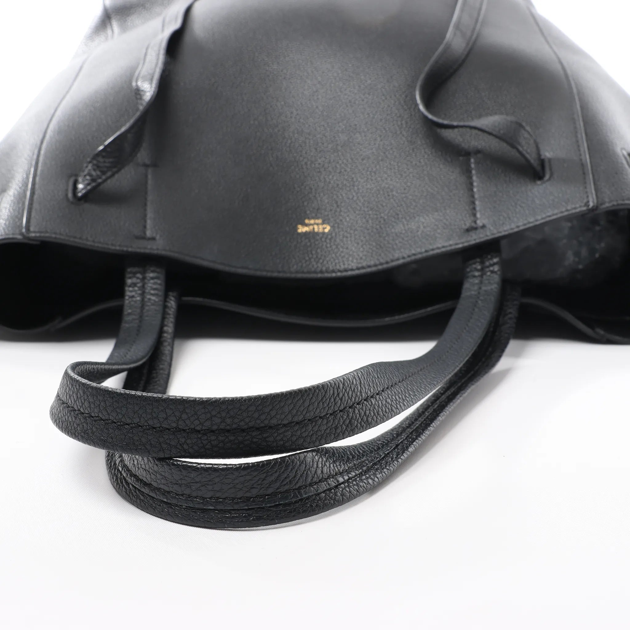 Celine Cabas Phantom Small Leather Shoulder Bag in Black