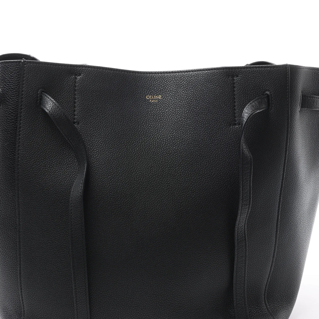 Celine Cabas Phantom Small Leather Shoulder Bag in Black