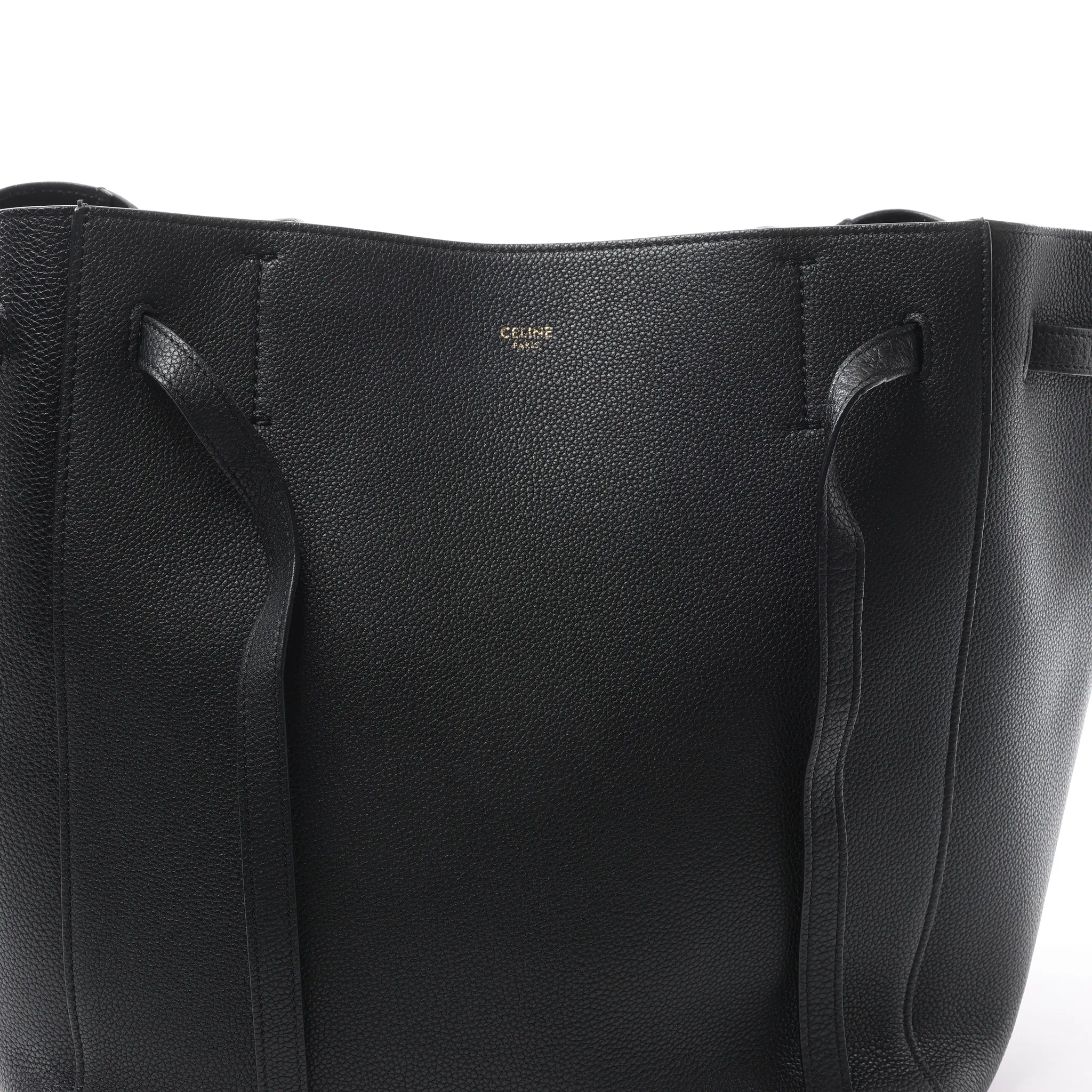 Celine Cabas Phantom Small Leather Shoulder Bag in Black