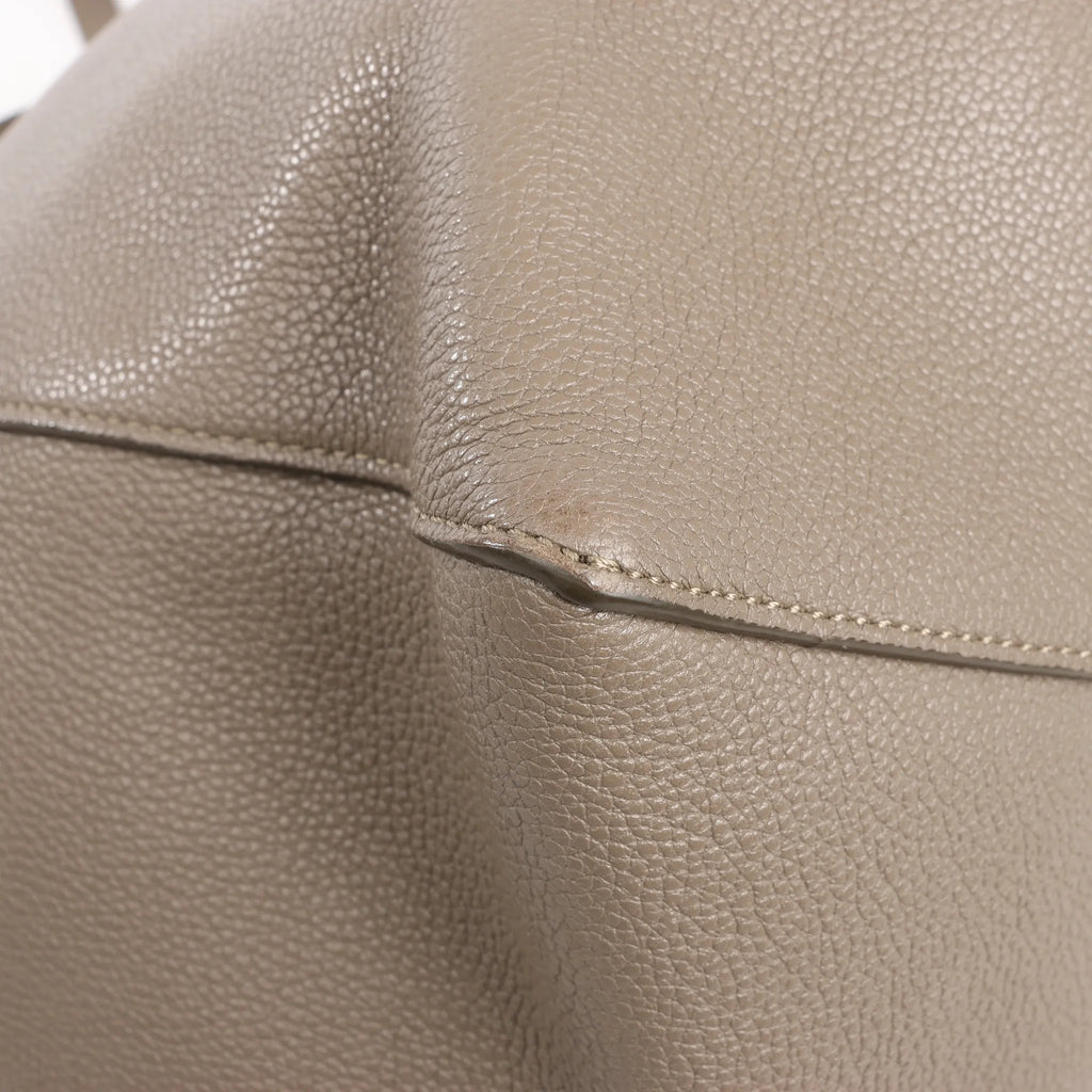 Celine Cabas Phantom Small Leather Shoulder Bag in Taupe