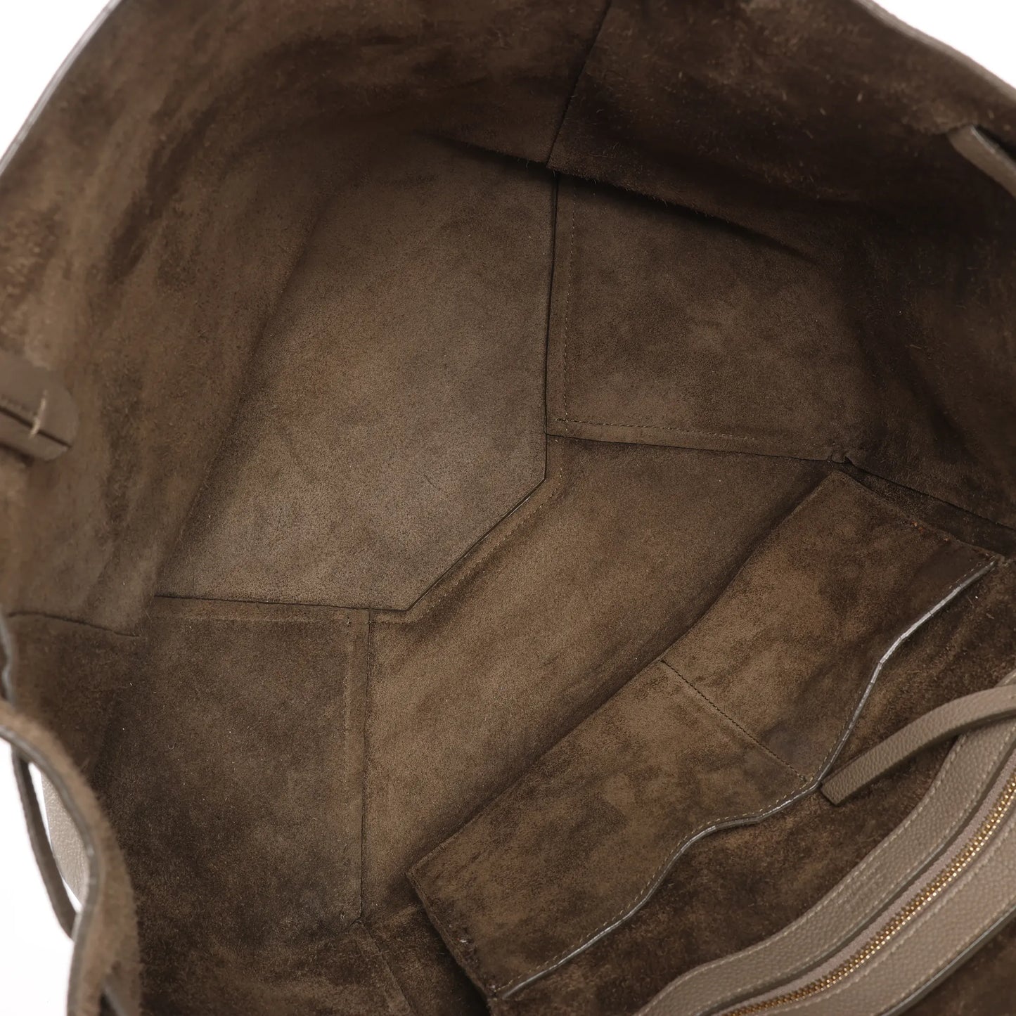 Celine Cabas Phantom Small Leather Shoulder Bag in Taupe