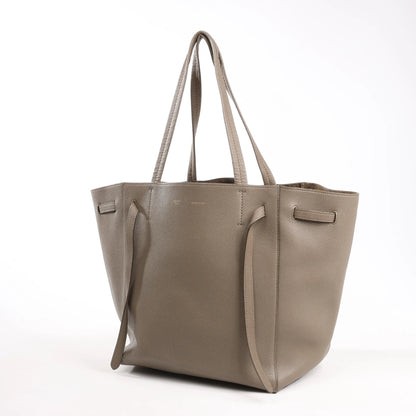 Celine Cabas Phantom Small Leather Shoulder Bag in Taupe