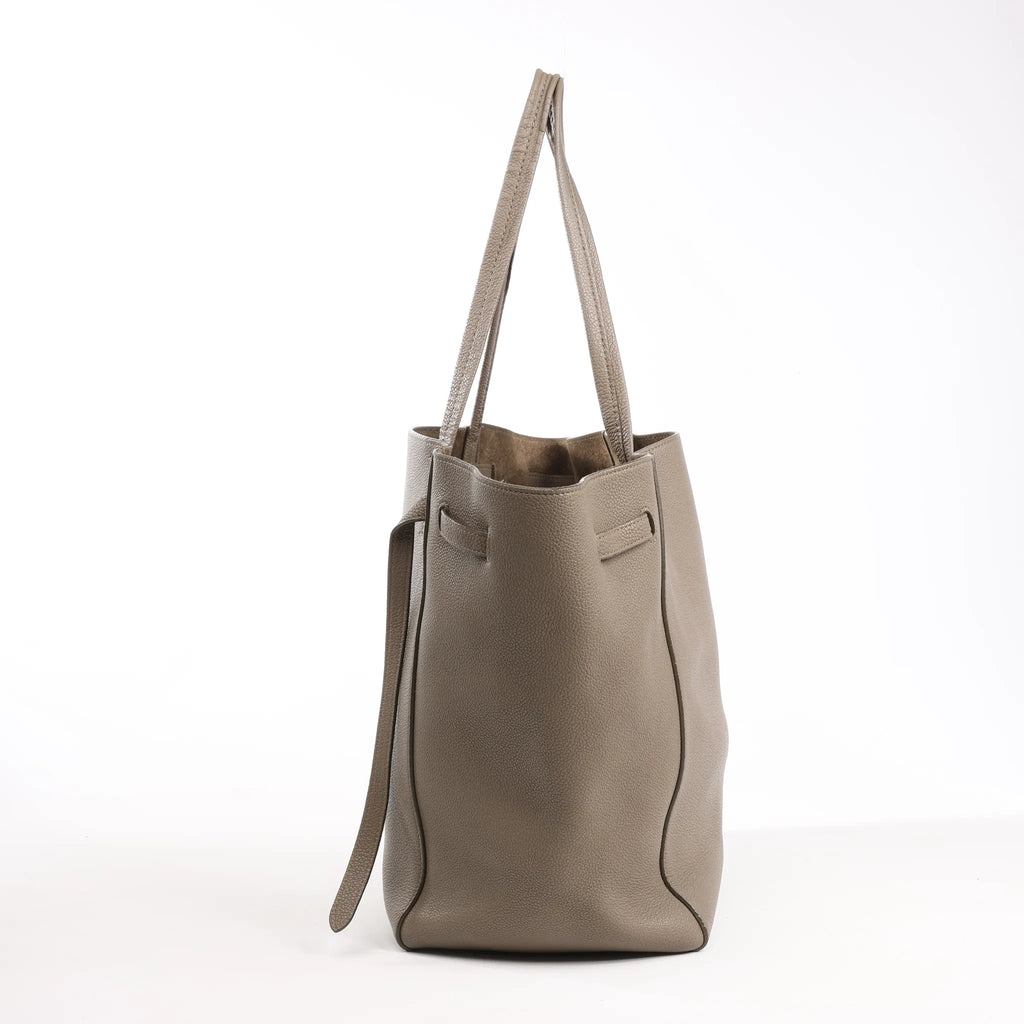Celine Cabas Phantom Small Leather Shoulder Bag in Taupe
