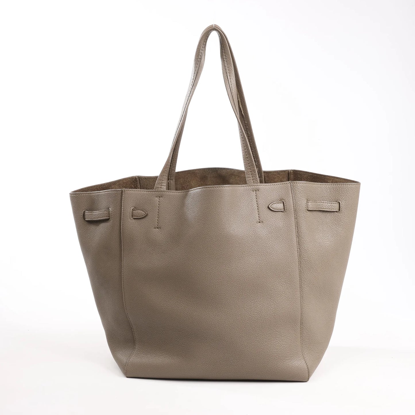 Celine Cabas Phantom Small Leather Shoulder Bag in Taupe