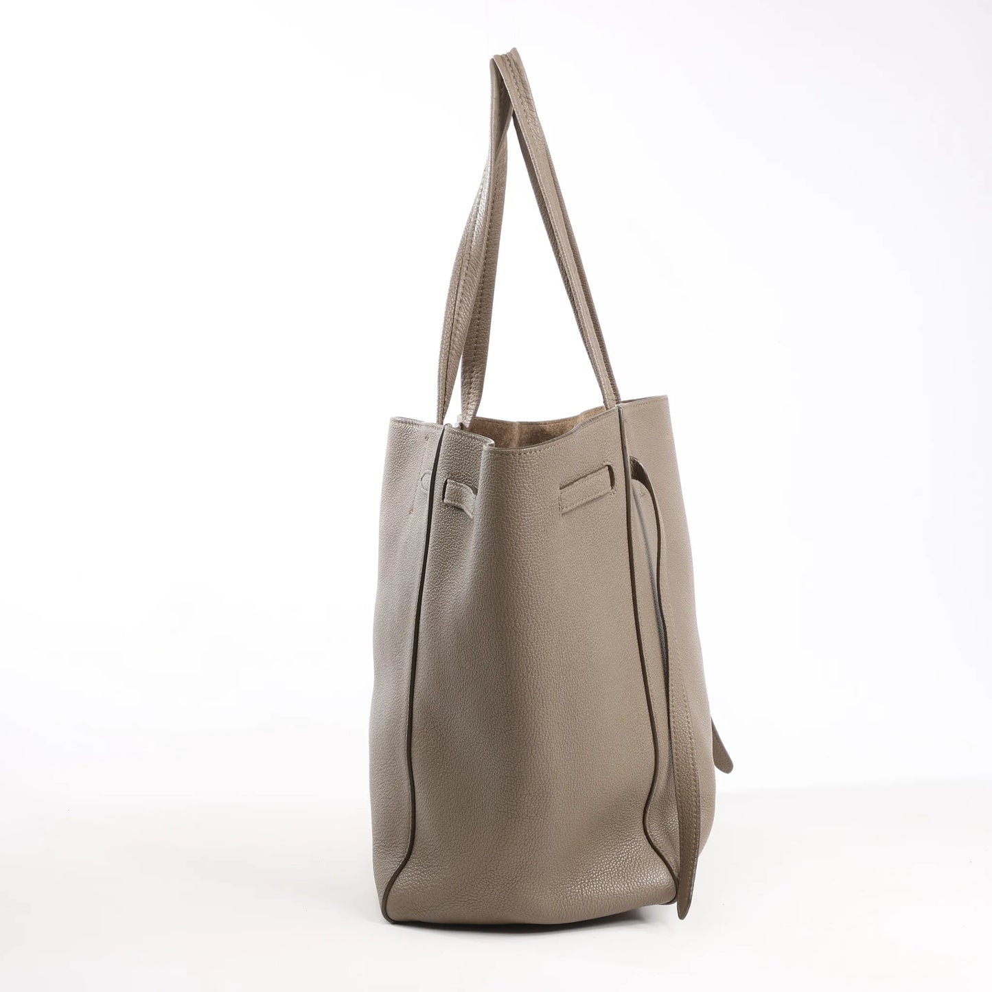 Celine Cabas Phantom Small Leather Shoulder Bag in Taupe