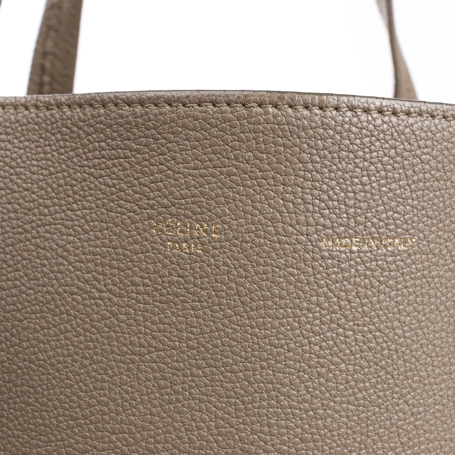 Celine Cabas Phantom Small Leather Shoulder Bag in Taupe