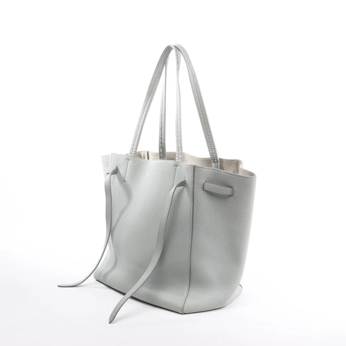 Bolso de hombro pequeño de piel Celine Cabas Phantom en gris