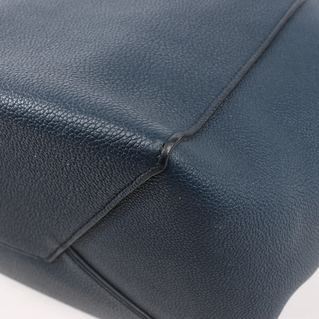 Celine Cabas Phantom Small Leather Shoulder Bag in Navy Blue