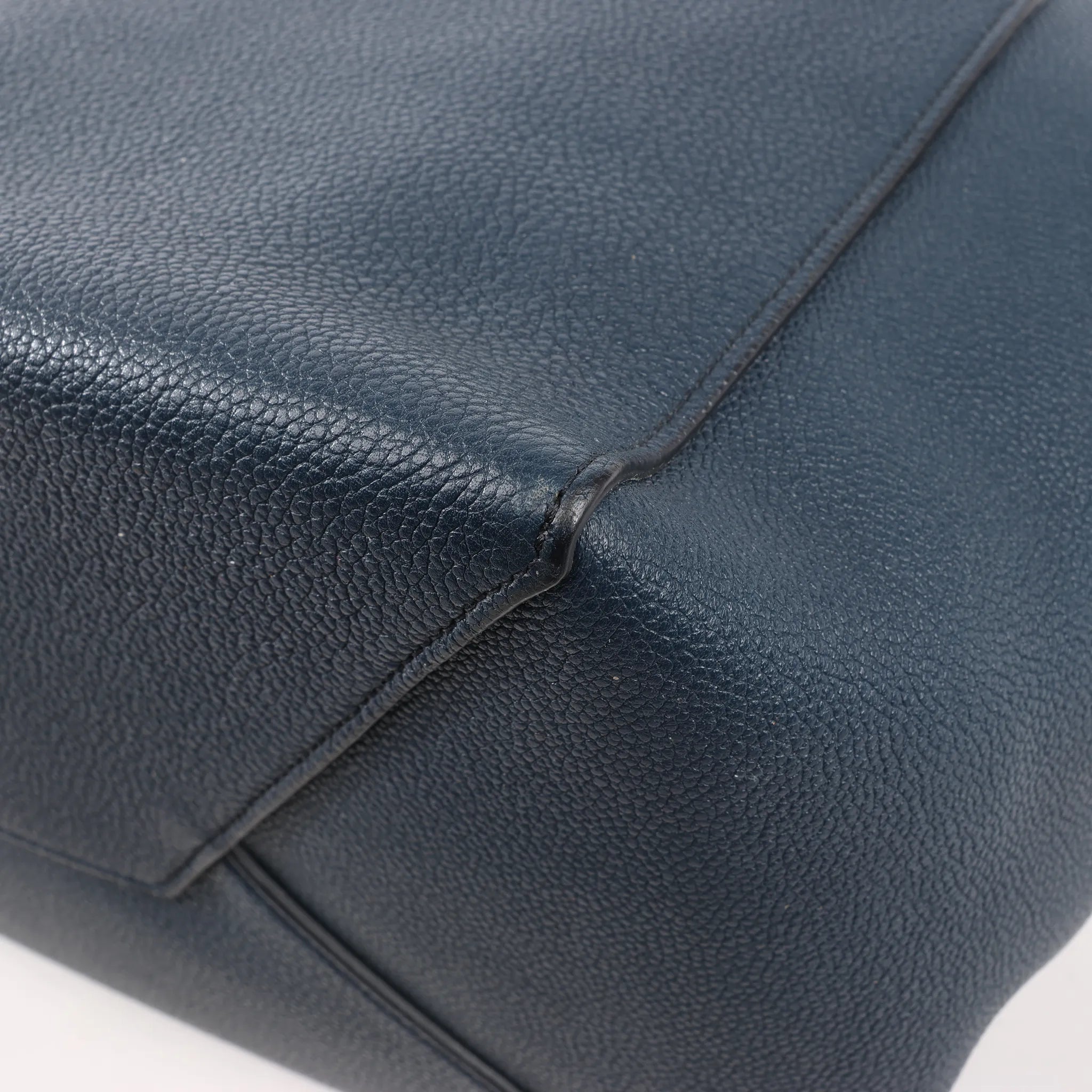 Celine Cabas Phantom Small Leather Shoulder Bag in Navy Blue