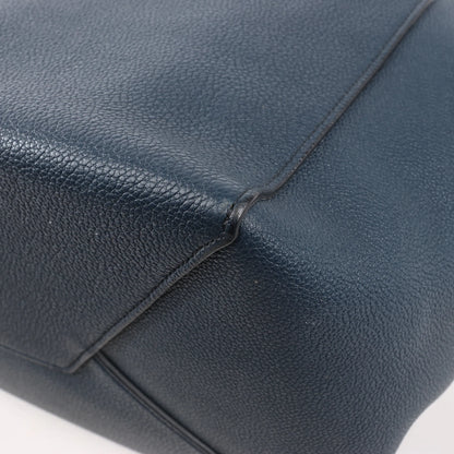 Celine Cabas Phantom Small Leather Shoulder Bag in Navy Blue