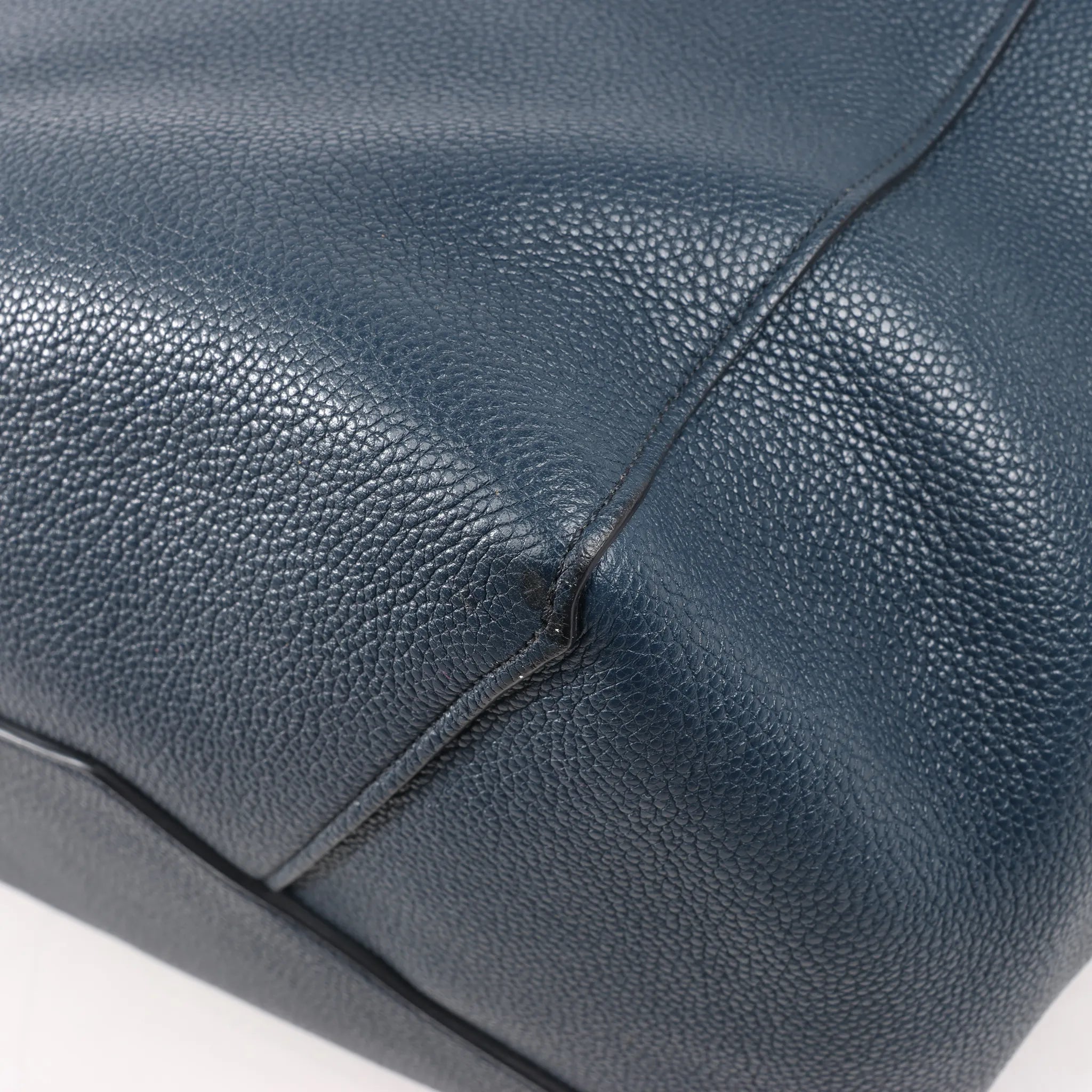 Celine Cabas Phantom Small Leather Shoulder Bag in Navy Blue