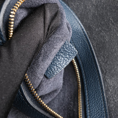 Celine Cabas Phantom Small Leather Shoulder Bag in Navy Blue