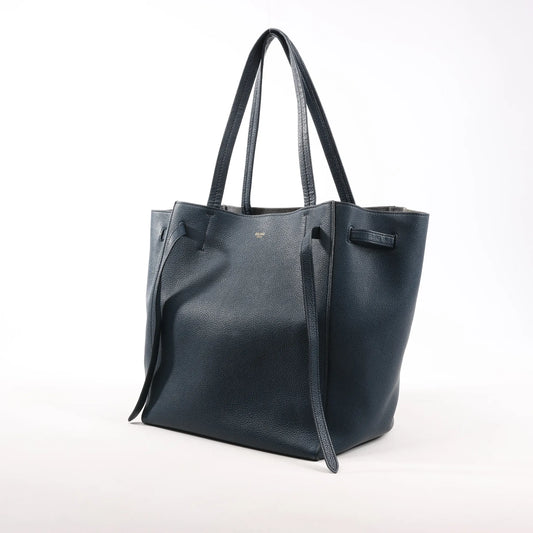 Celine Cabas Phantom Small Leather Shoulder Bag in Navy Blue