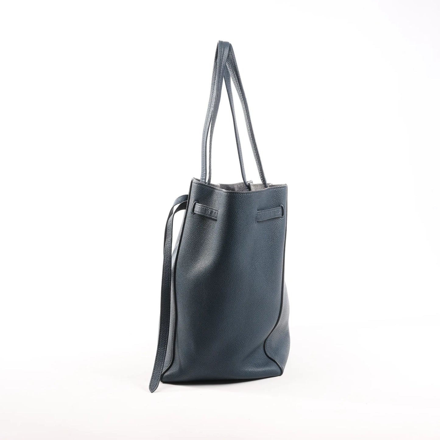 Celine Cabas Phantom Small Leather Shoulder Bag in Navy Blue