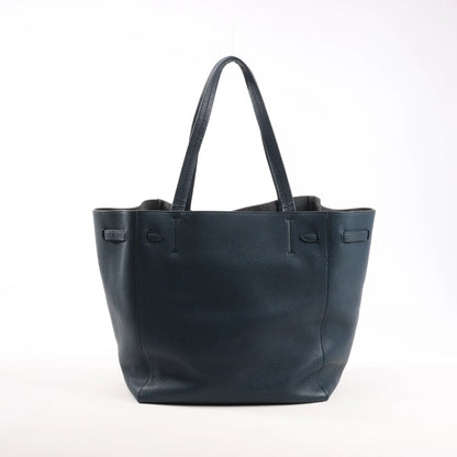 Celine Cabas Phantom Small Leather Shoulder Bag in Navy Blue