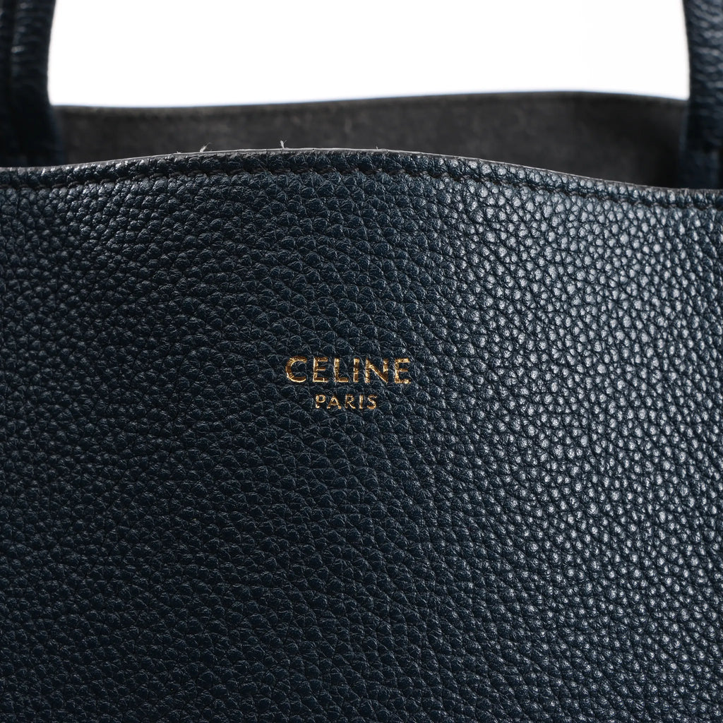 Celine Cabas Phantom Small Leather Shoulder Bag in Navy Blue