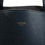 Celine Cabas Phantom Small Leather Shoulder Bag in Navy Blue