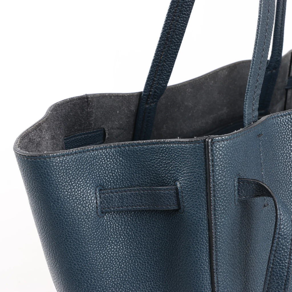 Celine Cabas Phantom Small Leather Shoulder Bag in Navy Blue
