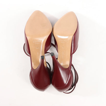 Celine Phoebe Leather Heels in Burgundy, Size 37 EU