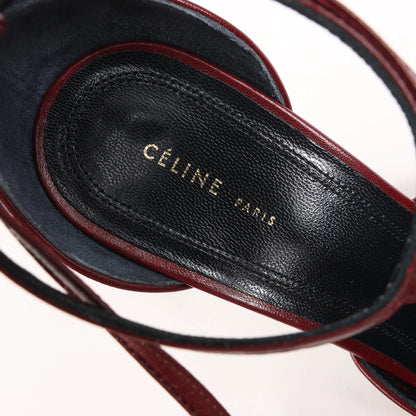 Celine Phoebe Leather Heels in Burgundy, Size 37 EU
