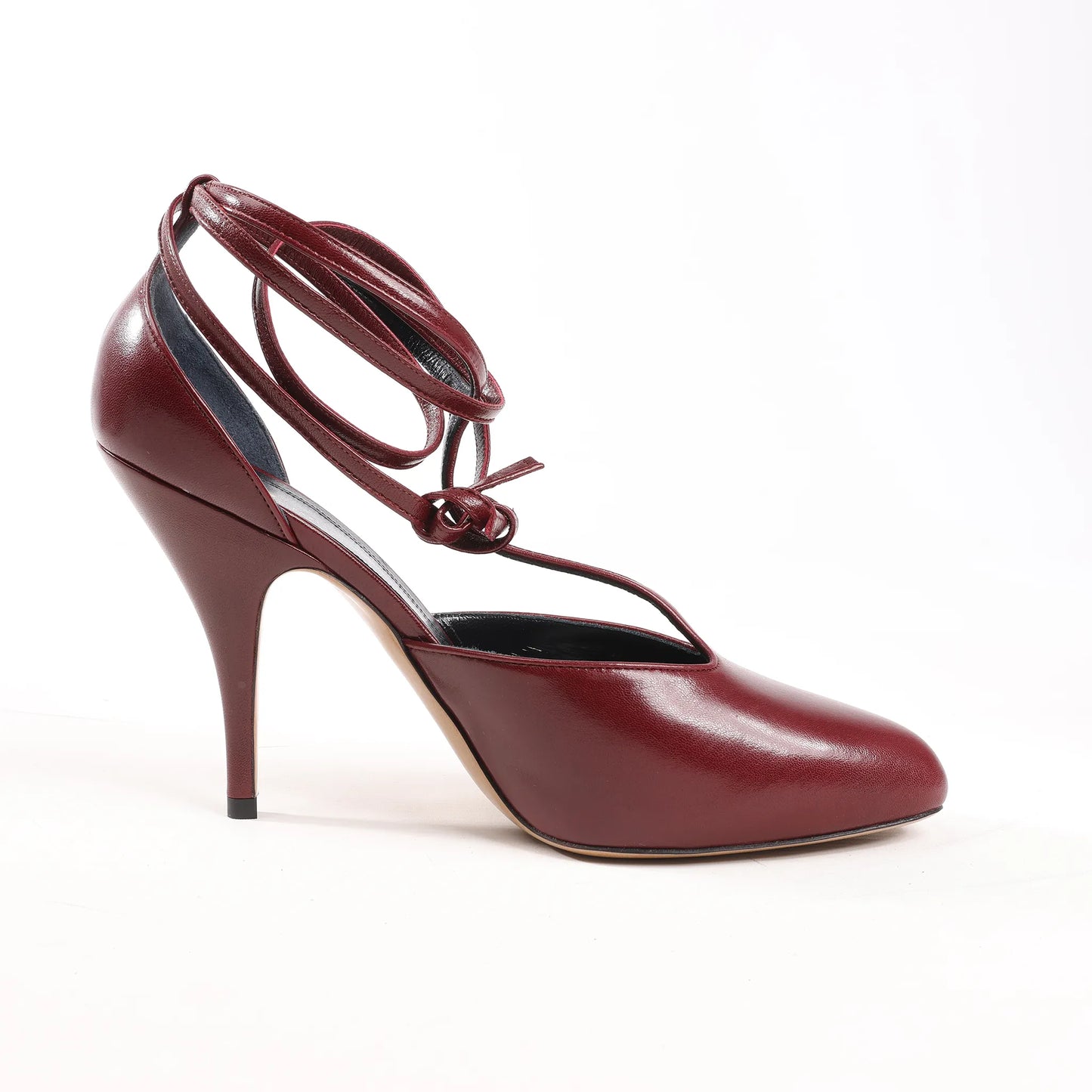 Celine Phoebe Leather Heels in Burgundy, Size 37 EU