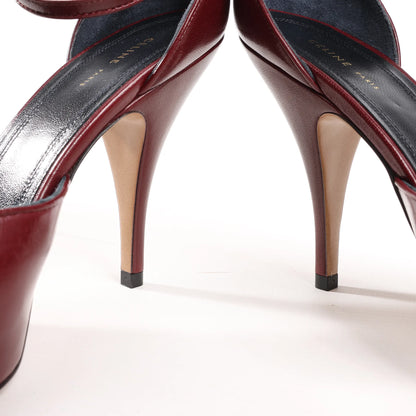 Celine Phoebe Leather Heels in Burgundy, Size 37 EU