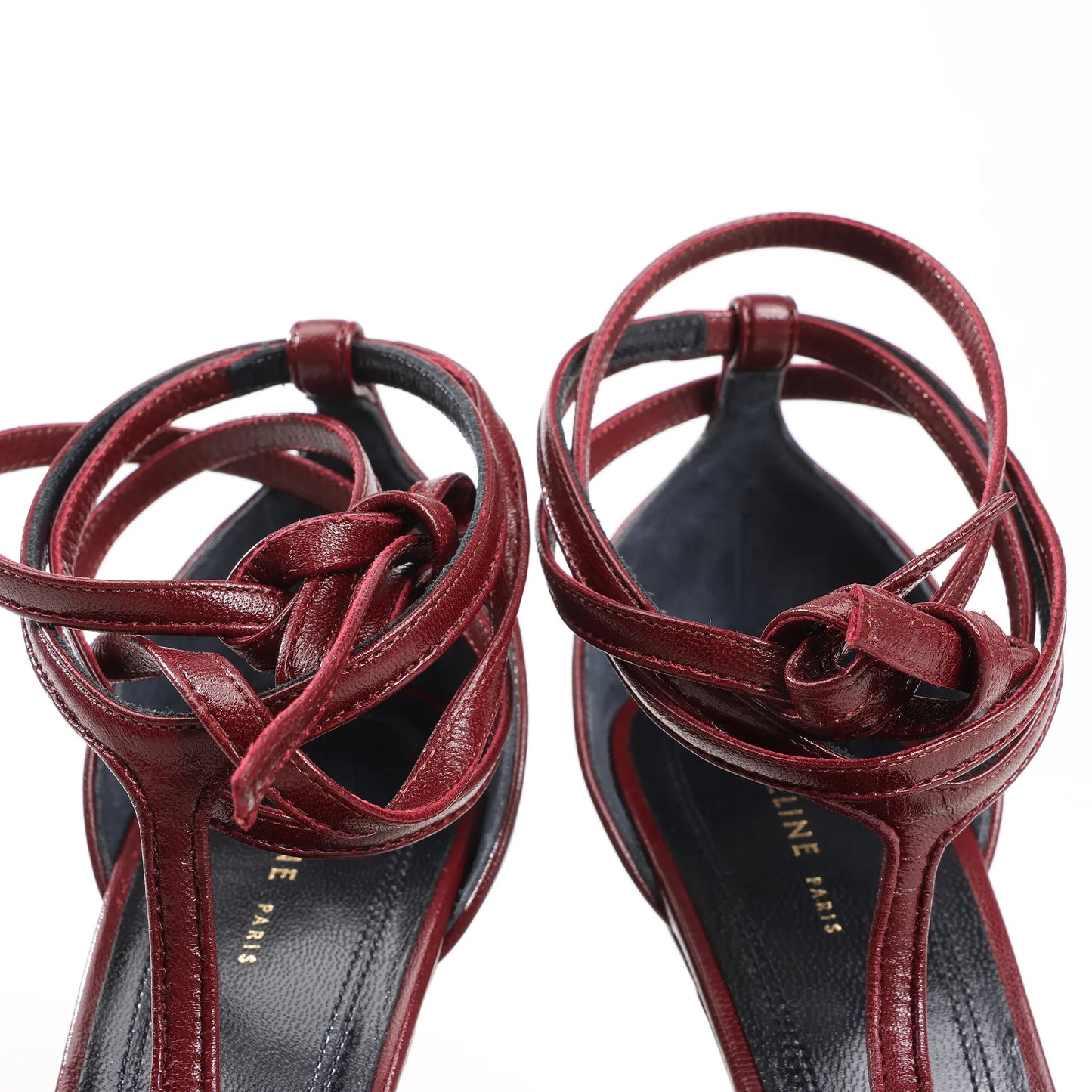 Celine Phoebe Leather Heels in Burgundy, Size 37 EU