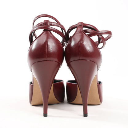 Celine Phoebe Leather Heels in Burgundy, Size 37 EU