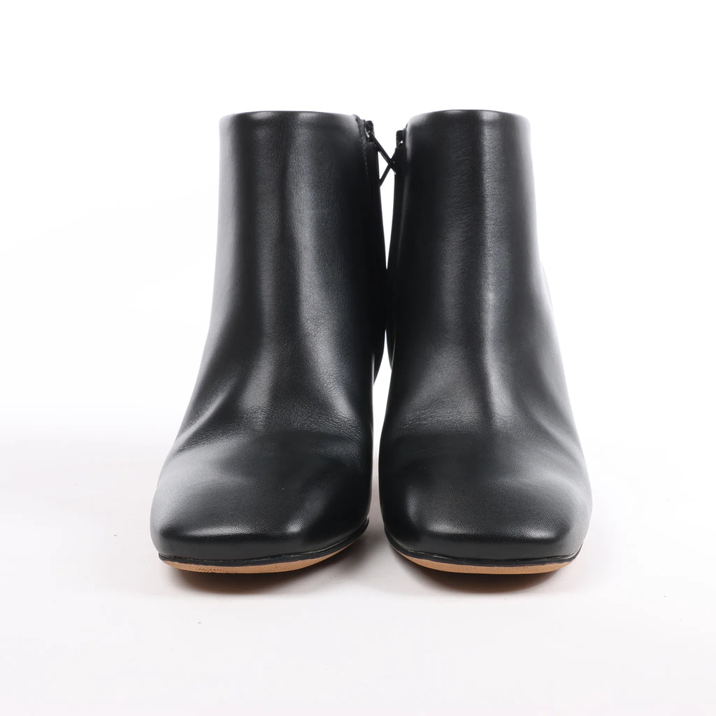 Celine Phoebe Leather x Metal Heel Ankle Boots in Black, Size 38 EU