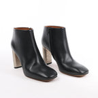 Celine Phoebe Leather x Metal Heel Ankle Boots in Black, Size 38 EU