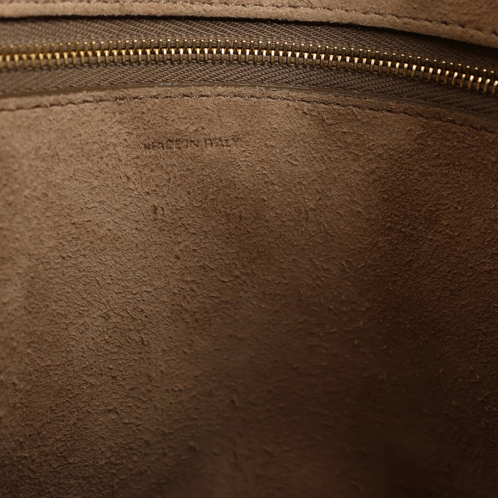 CELINE Seau Sangle Bucket Leather Shoulder Bag in Greige