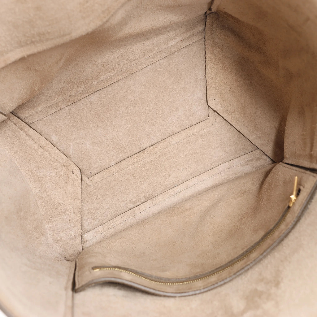 CELINE Seau Sangle Bucket Leather Shoulder Bag in Greige