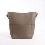 CELINE Seau Sangle Bucket Leather Shoulder Bag in Greige