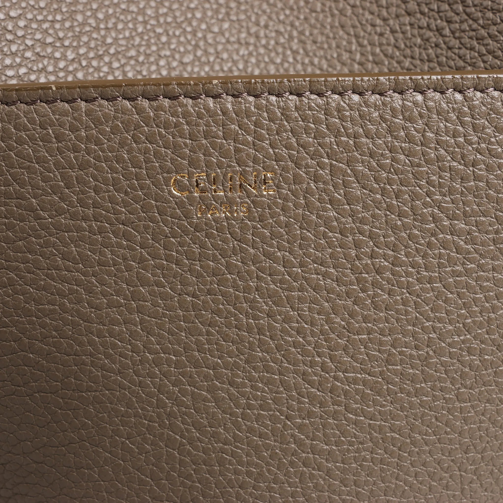 CELINE Seau Sangle Bucket Leather Shoulder Bag in Greige
