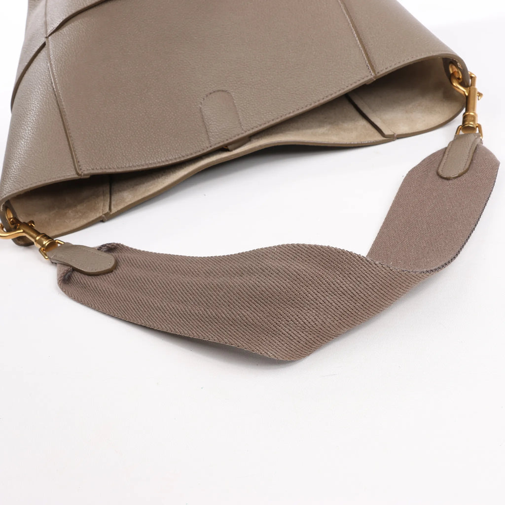 CELINE Seau Sangle Bucket Leather Shoulder Bag in Greige