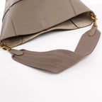 CELINE Seau Sangle Bucket Leather Shoulder Bag in Greige