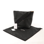 CELINE Seau Sangle Bucket Leather Shoulder Bag in Black