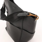 CELINE Seau Sangle Bucket Leather Shoulder Bag in Black