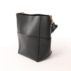 CELINE Seau Sangle Bucket Leather Shoulder Bag in Black