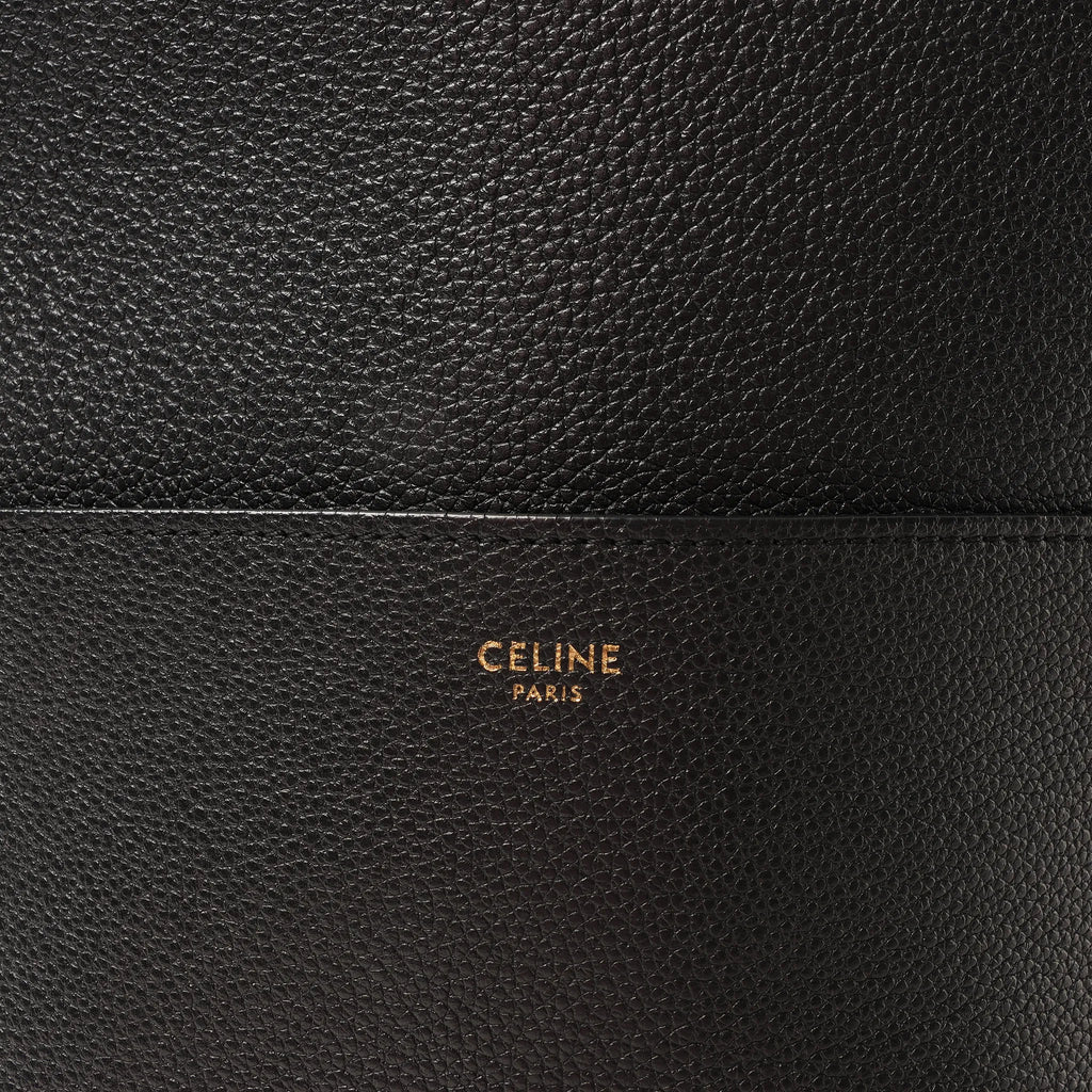 CELINE Seau Sangle Bucket Leather Shoulder Bag in Black