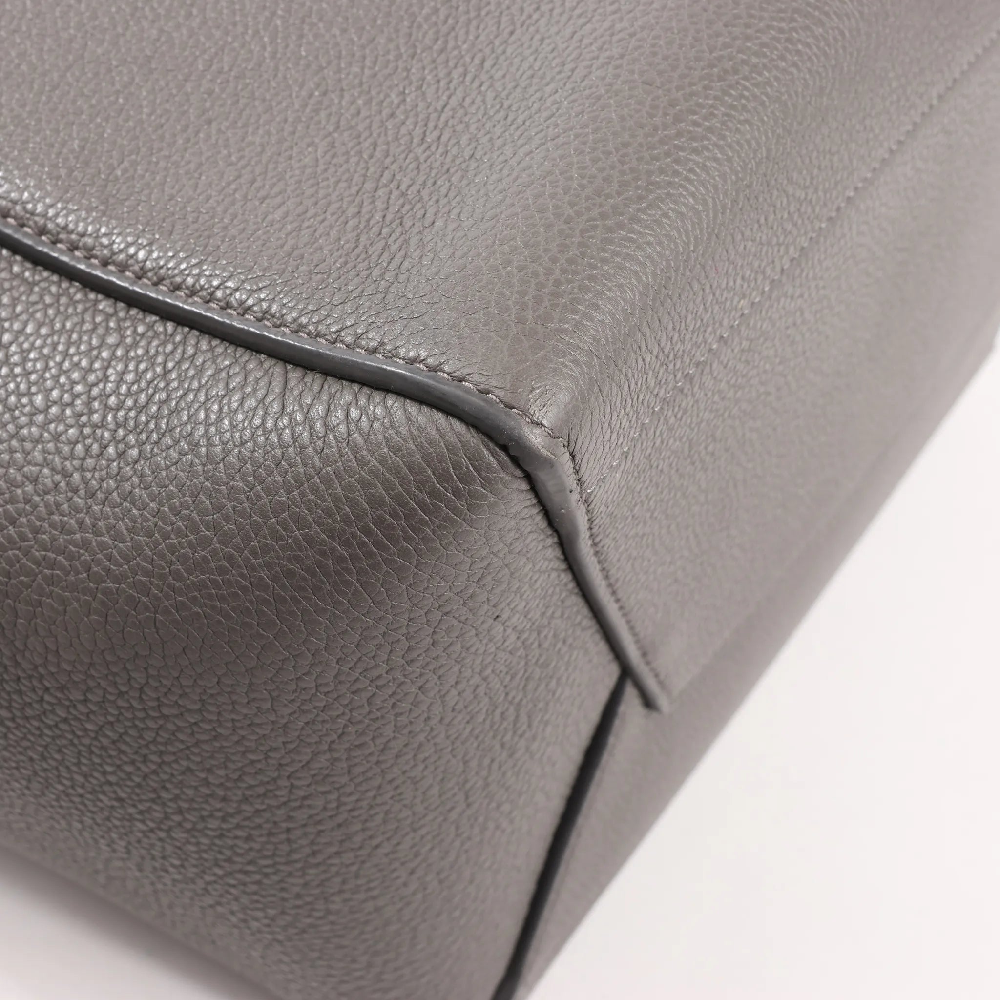 CELINE Seau Sangle Bucket Leather Shoulder Bag in Gray