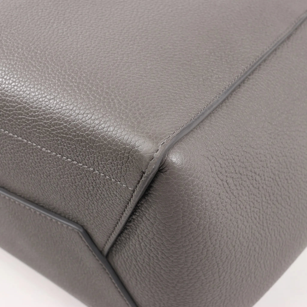 CELINE Seau Sangle Bucket Leather Shoulder Bag in Gray