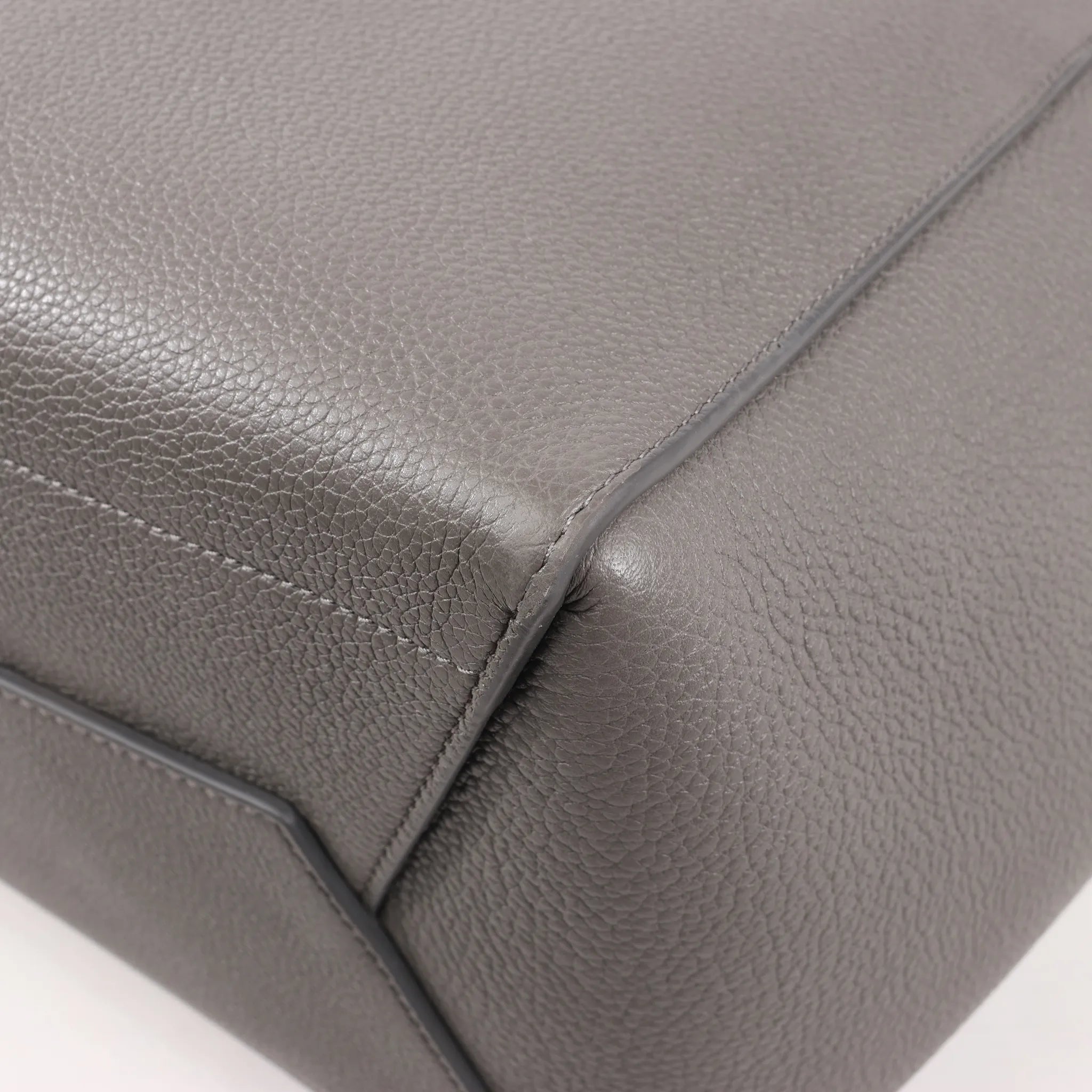 CELINE Seau Sangle Bucket Leather Shoulder Bag in Gray