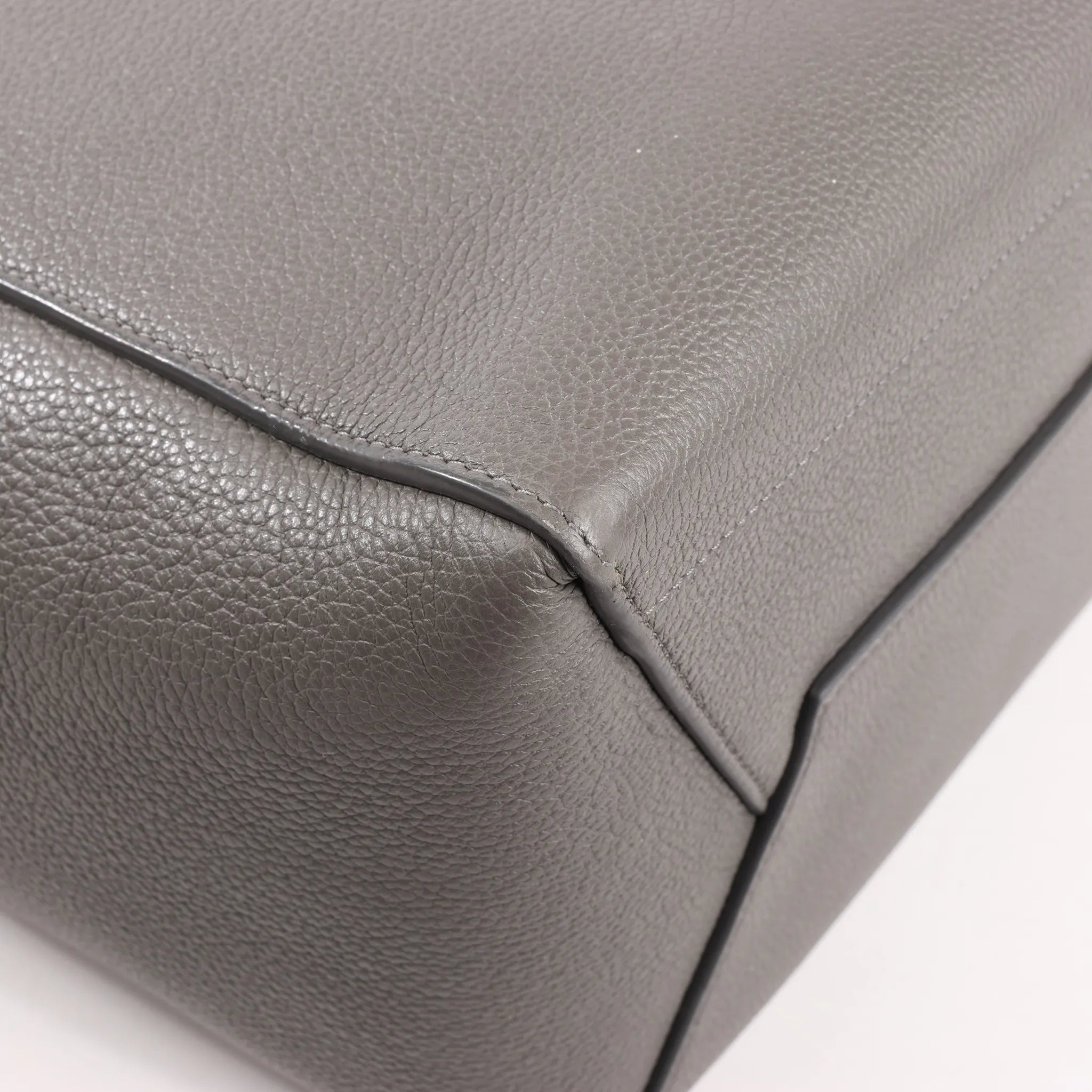 CELINE Seau Sangle Bucket Leather Shoulder Bag in Gray
