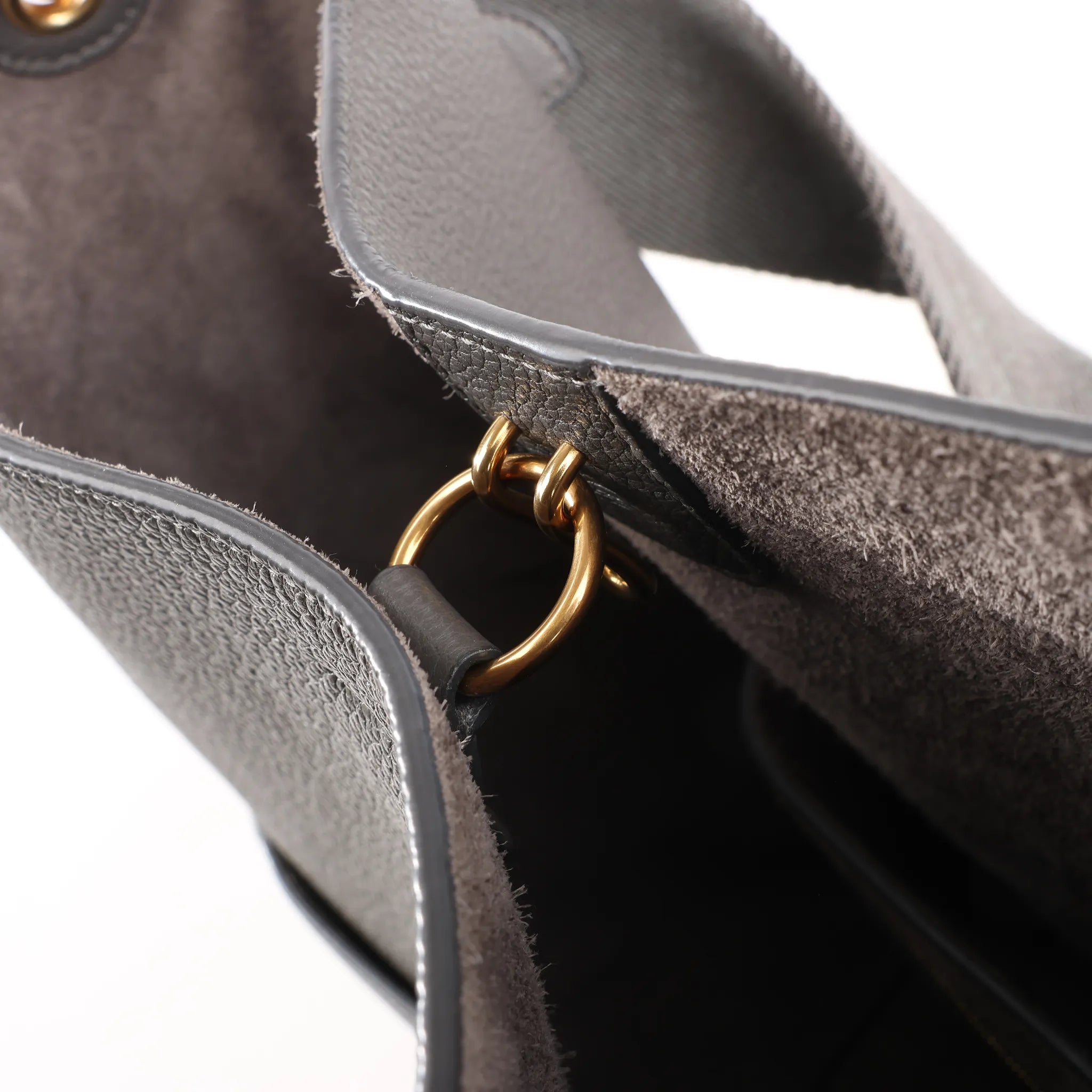 CELINE Seau Sangle Bucket Leather Shoulder Bag in Gray
