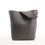CELINE Seau Sangle Bucket Leather Shoulder Bag in Gray