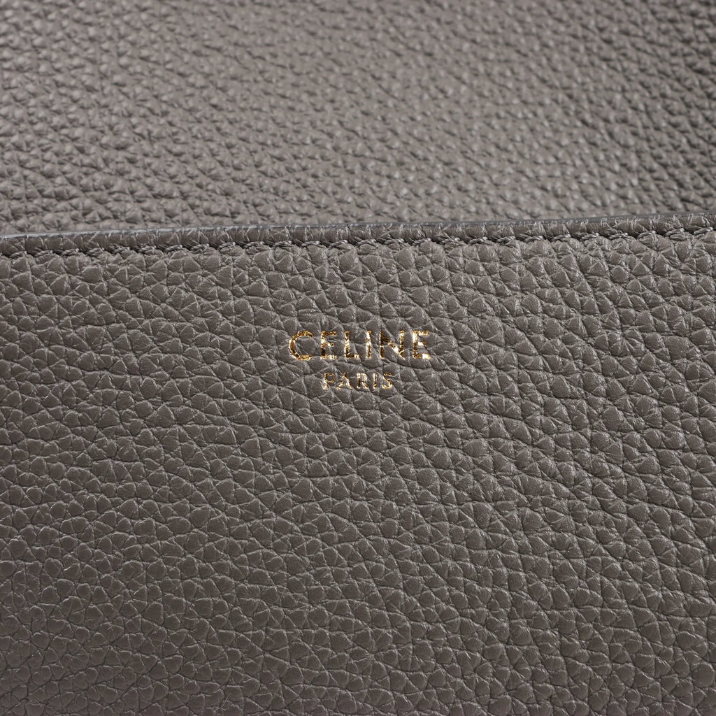 CELINE Seau Sangle Bucket Leather Shoulder Bag in Gray