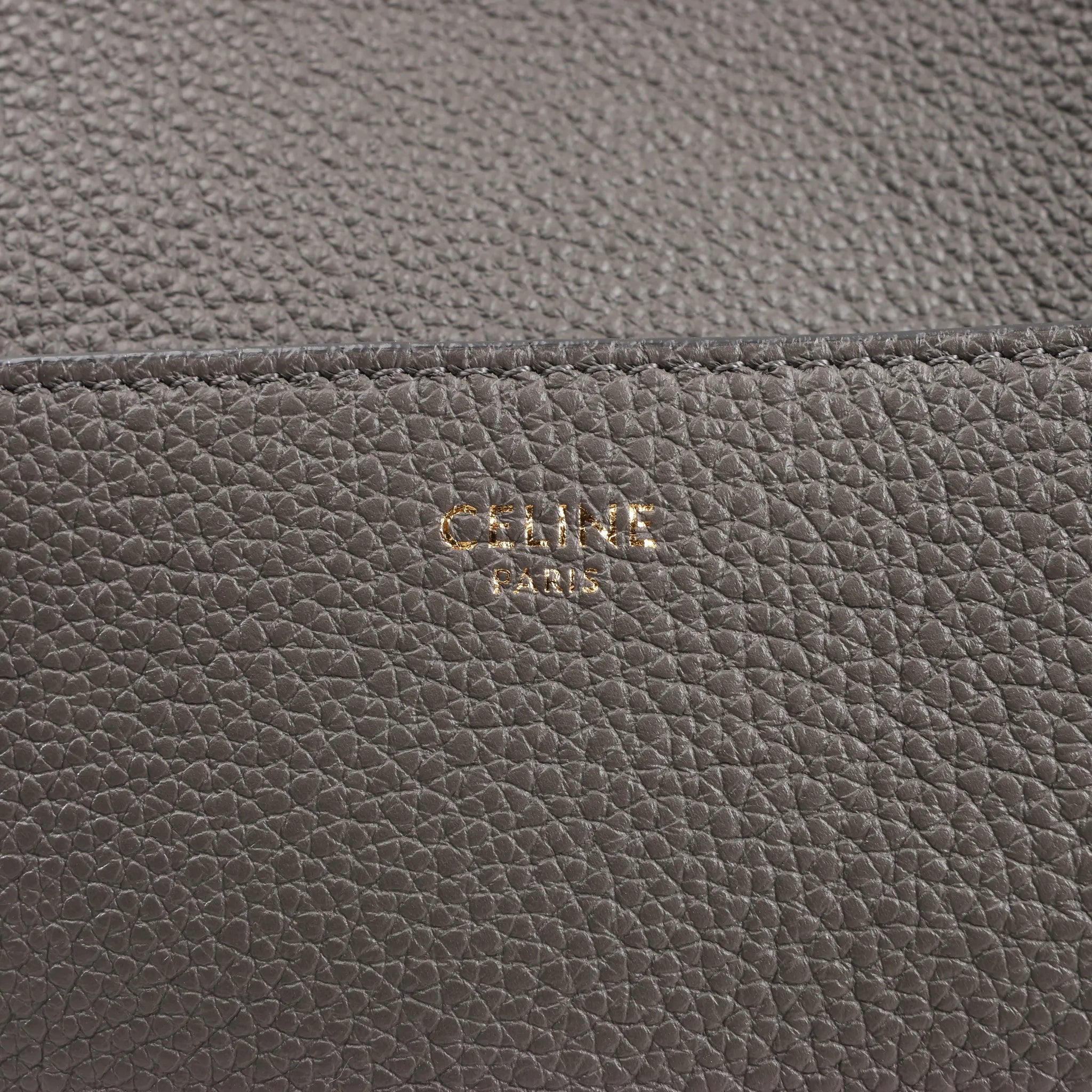 CELINE Seau Sangle Bucket Leather Shoulder Bag in Gray