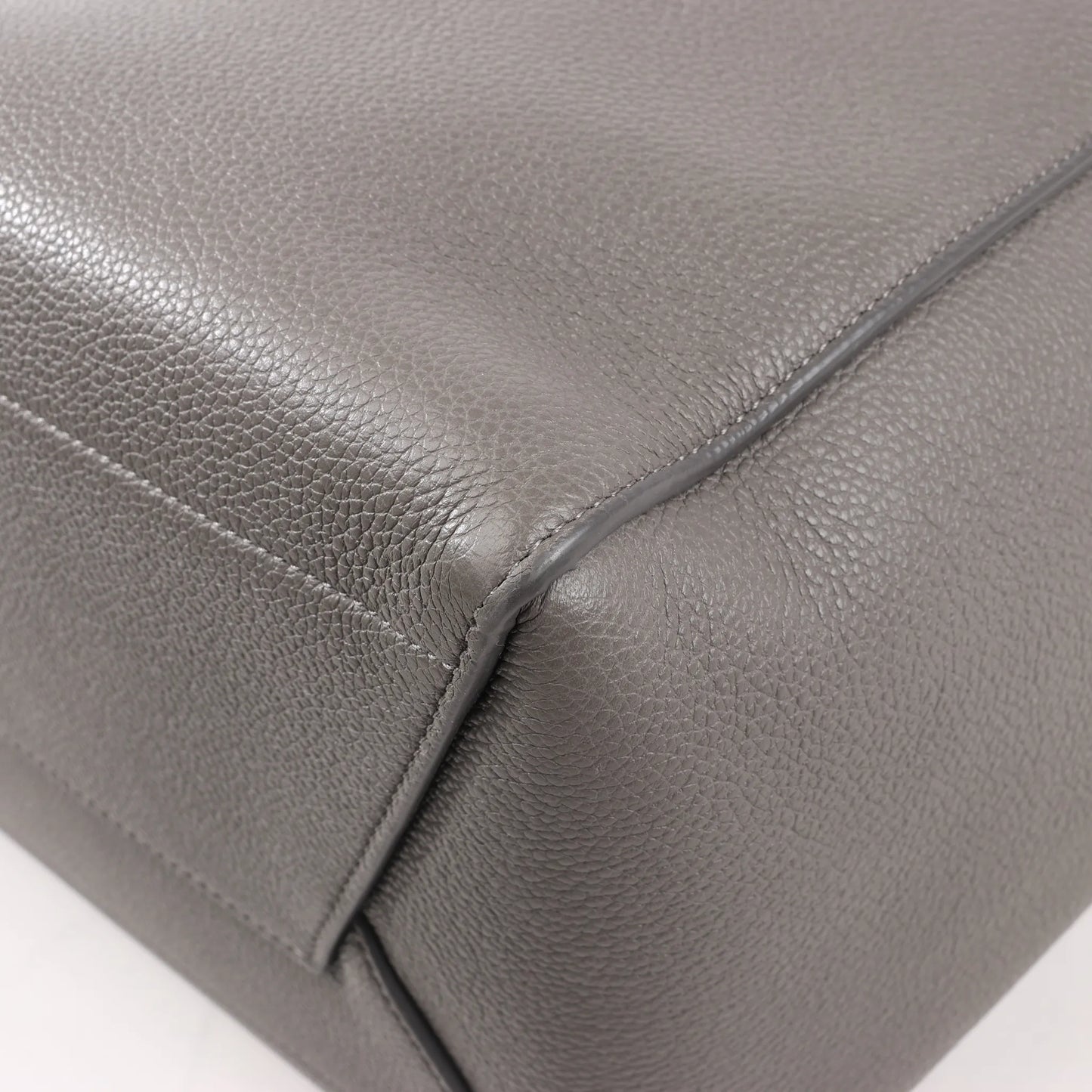 CELINE Seau Sangle Bucket Leather Shoulder Bag in Gray