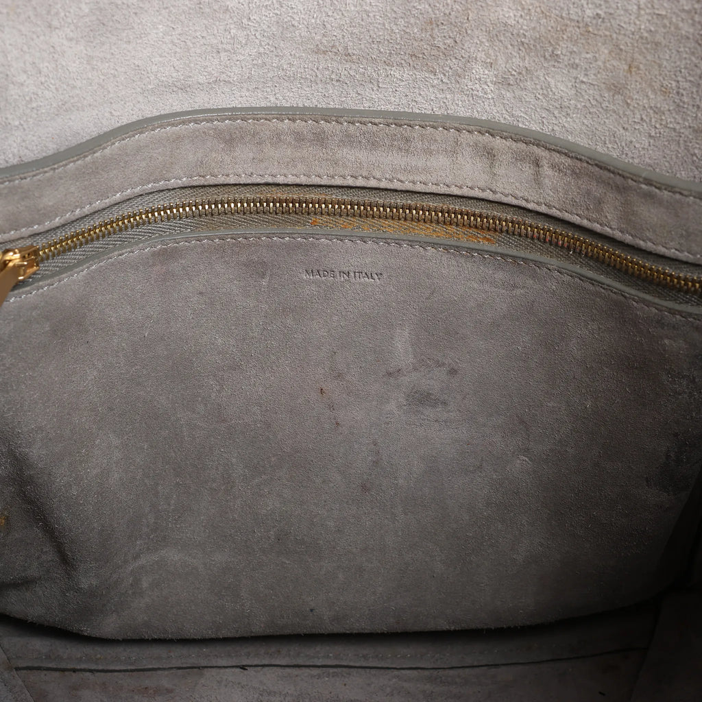 CELINE Seau Sangle Bucket Leather Shoulder Bag in Gray